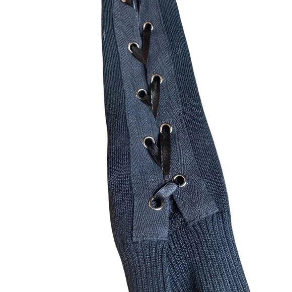 Banned Apparel Mexican Sugar Skull/Cross Knit Sweater,Lace-up Corset Sleeve-SZ-S - Picture 5 of 6